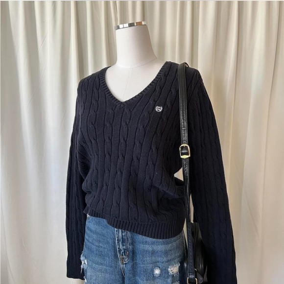 Chaps 100% Cotton cable knit V-neck sweater size Large. - Picture 2 of 8